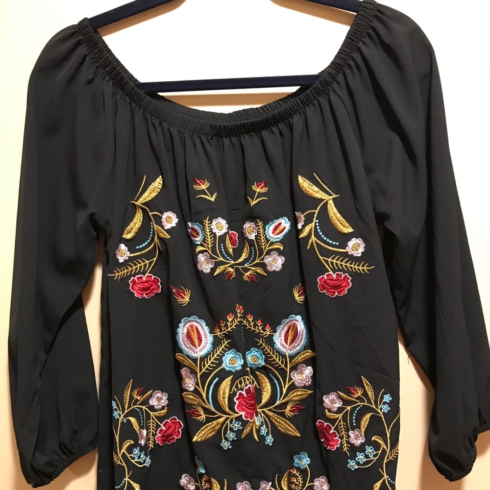 Beautiful black blouse with embroidery